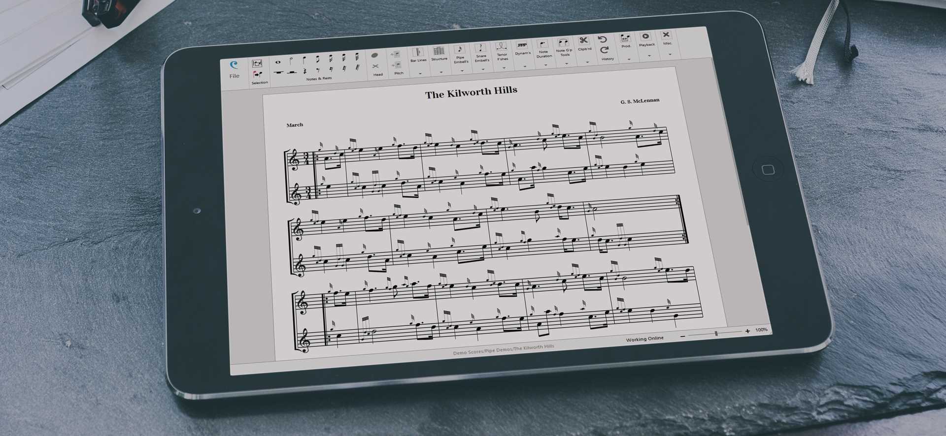 Ensemble editor on an iPad